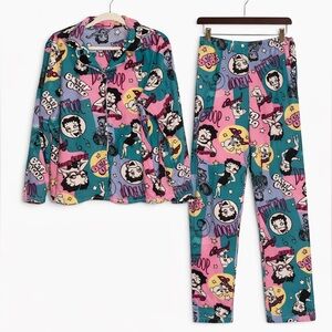 Betty Boop Vintage Colorful Cartoon Print Pajama Set size 2X